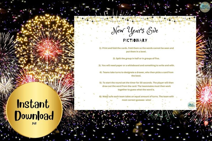 NYE Pictionary New Years Eve Games Printable Nye Activity Party Games