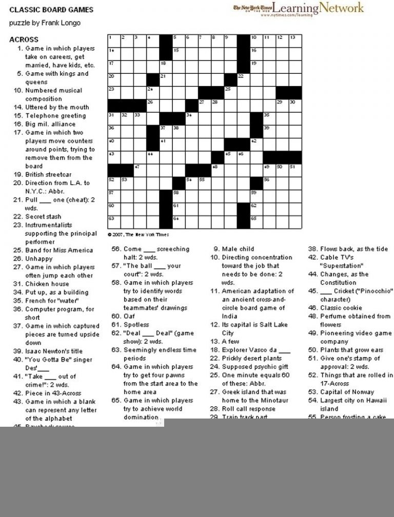 Nyt Sunday Crossword Printable 86 Images In Collection Page 1 