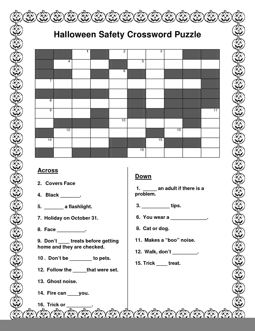 October Crossword Puzzle Printable Printable Crossword Puzzles