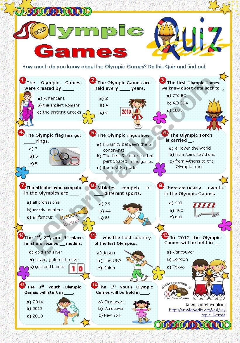 Olympic Games Quiz ESL Worksheet By Mena22