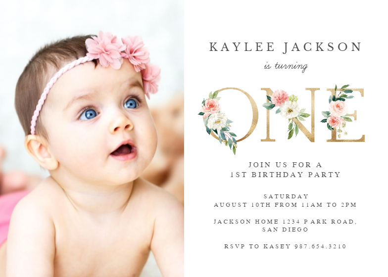 one year birthday invitation template