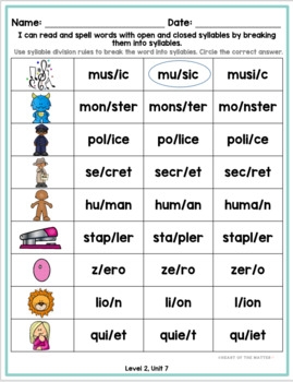 multisyllabic words worksheets