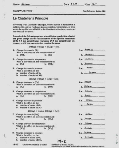 OpiumChem Le Chatelier 39 s Principle Worksheet