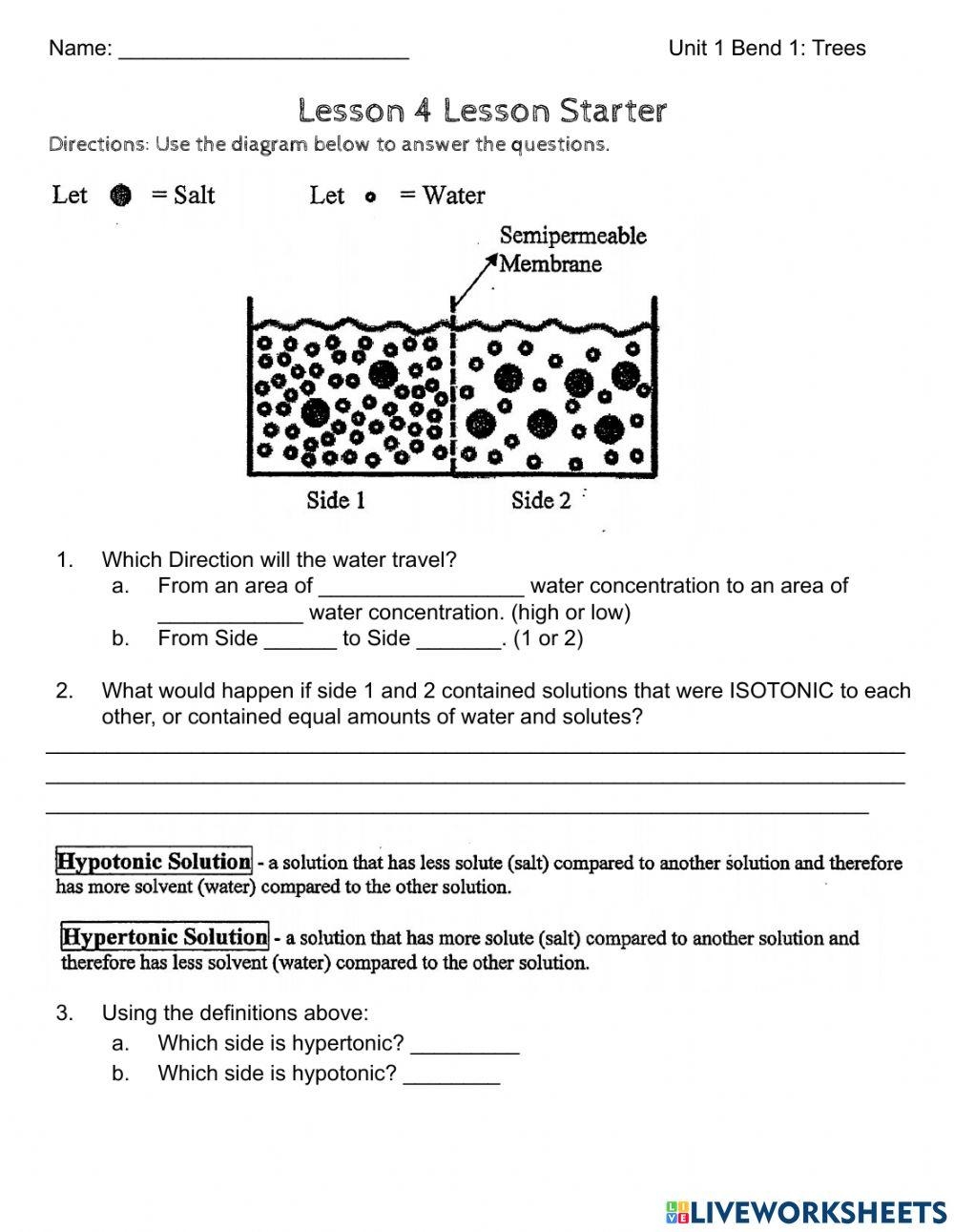 Osmosis Worksheet Live Worksheets Worksheets Library