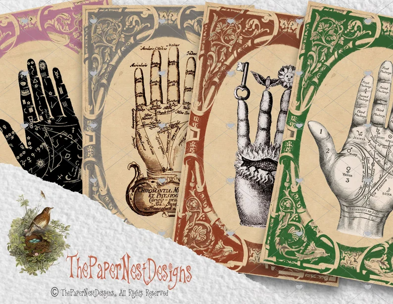 Palmistry Cards Printable Paper Cards DIY Cards Scrapbook Etsy Sweden 