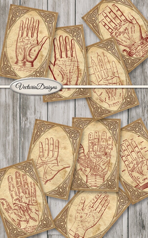 Palmistry Cards Printable Paper Cards DIY Cards Scrapbook Paper
