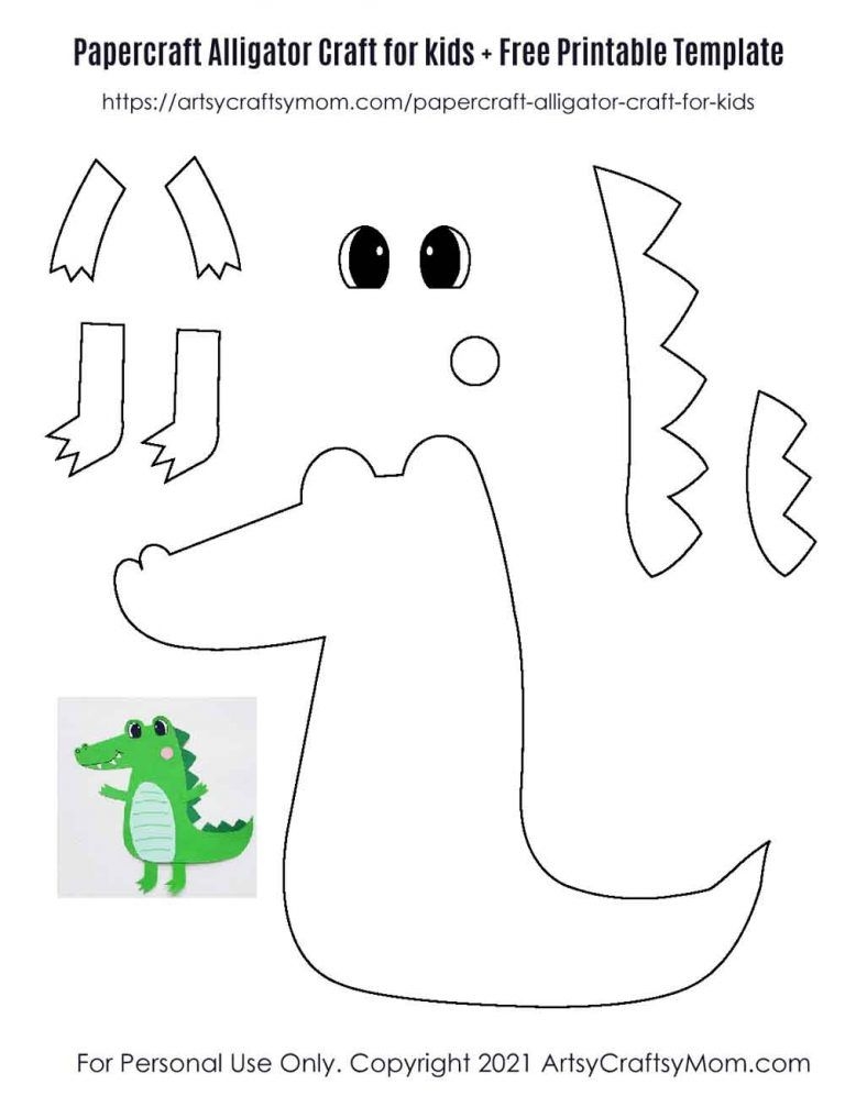 Paper Alligator Craft For Kids Free Printable Template 3 Prek Crafts