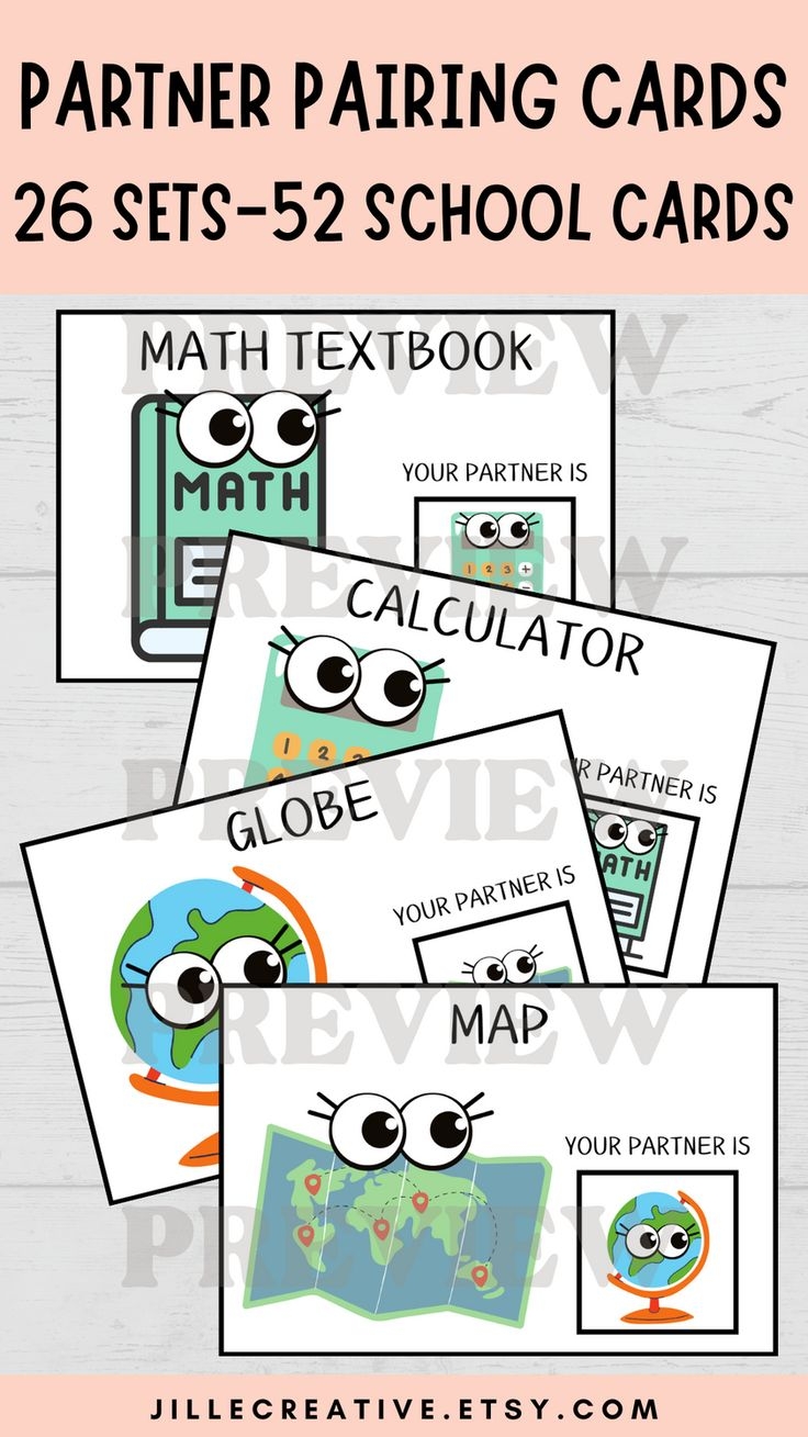 Partner Pairing Cards Classroom Partner Cards Pairing Cards Back To 