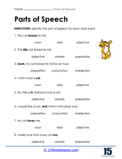 Parts Of Speech Worksheets Worksheets Library