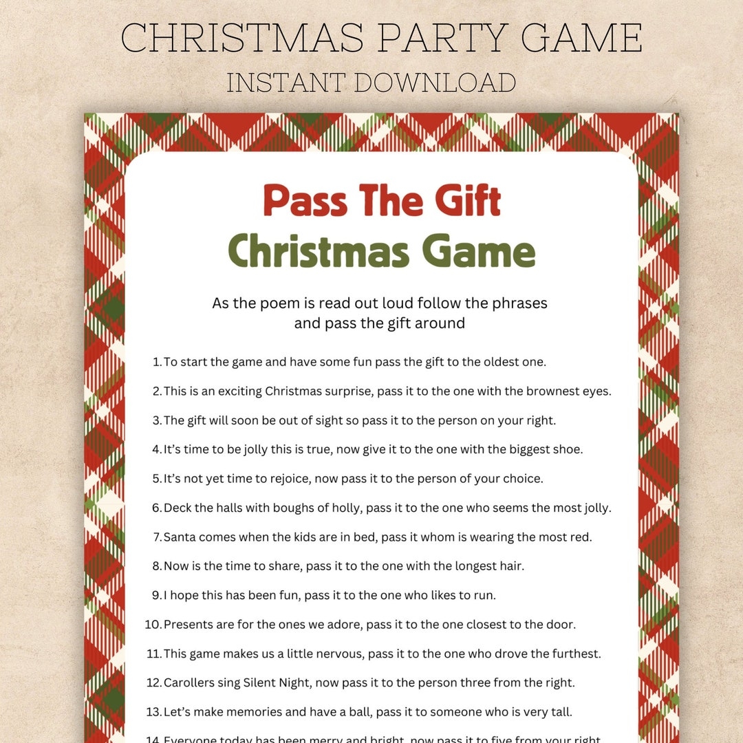 Pass The Gift Christmas Game Printable Office Christmas Party Game 