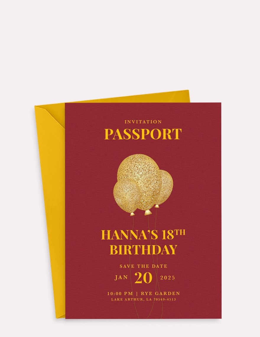 Passport Invitation Card Template In Pages Word Publisher PSD