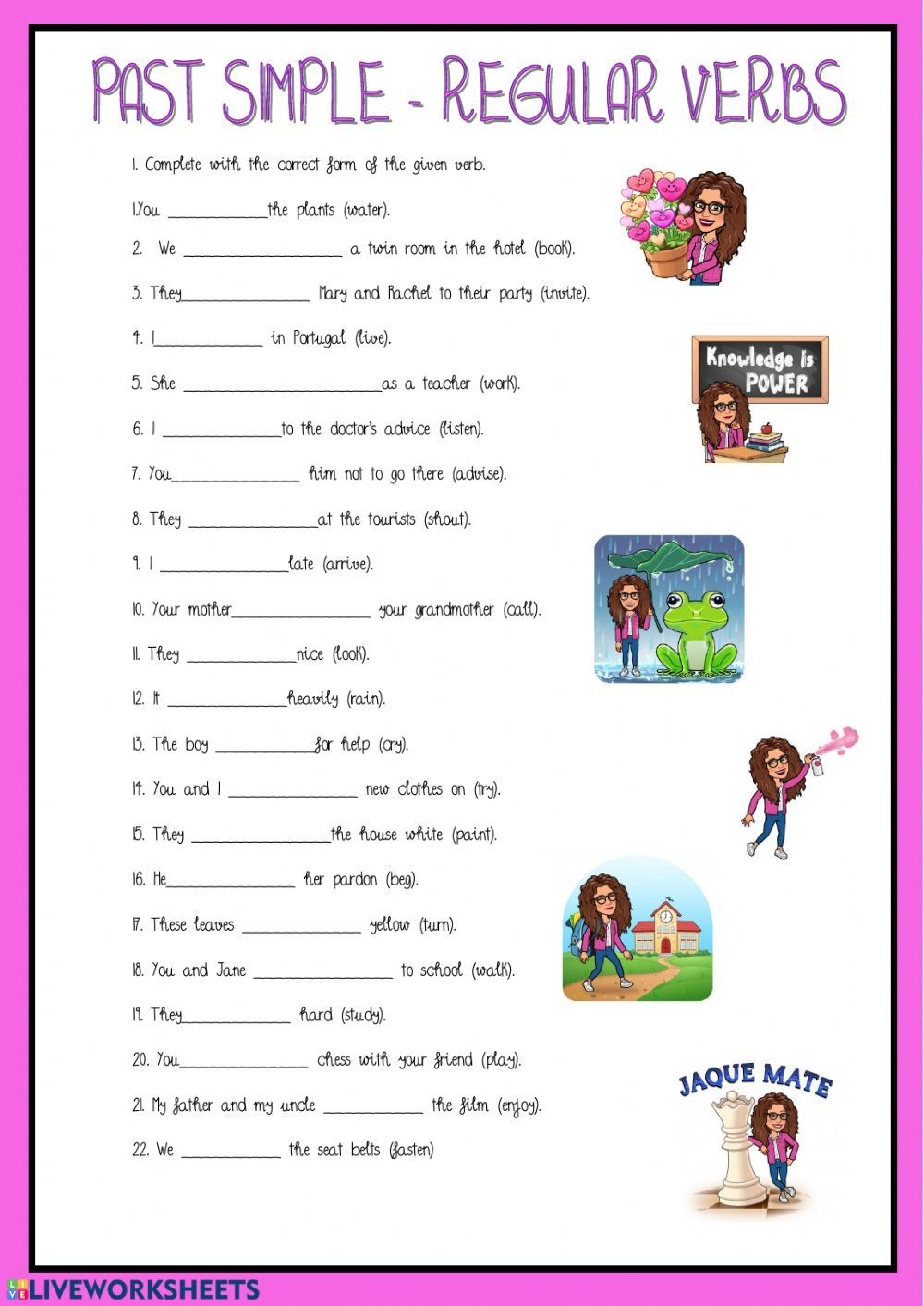 Past Simple Regular Verbs Free Worksheet Aulas De Ingl s Aulas 