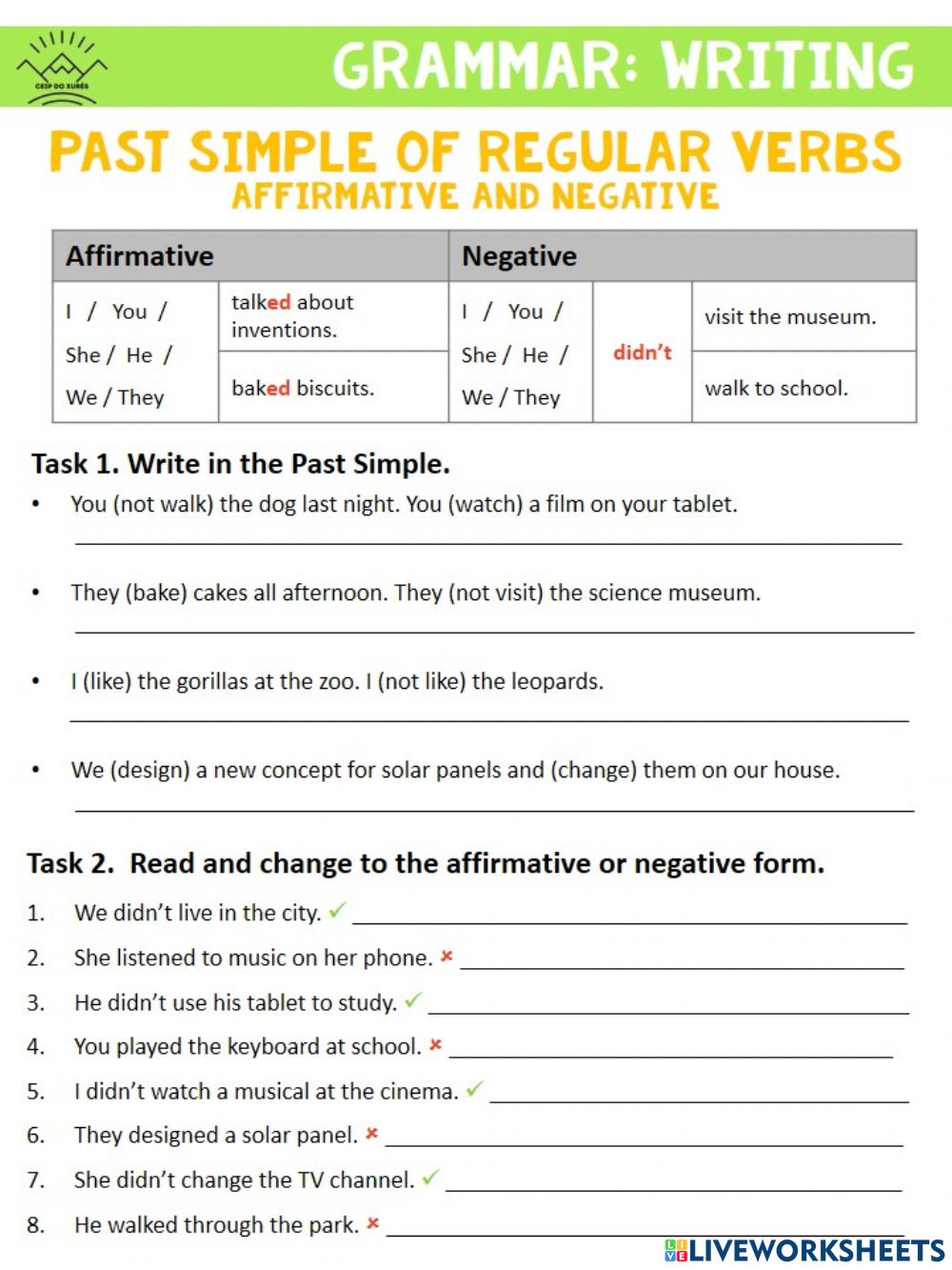 Past Simple Regular Verbs Online Worksheet For Grade 5 Grade 6 You