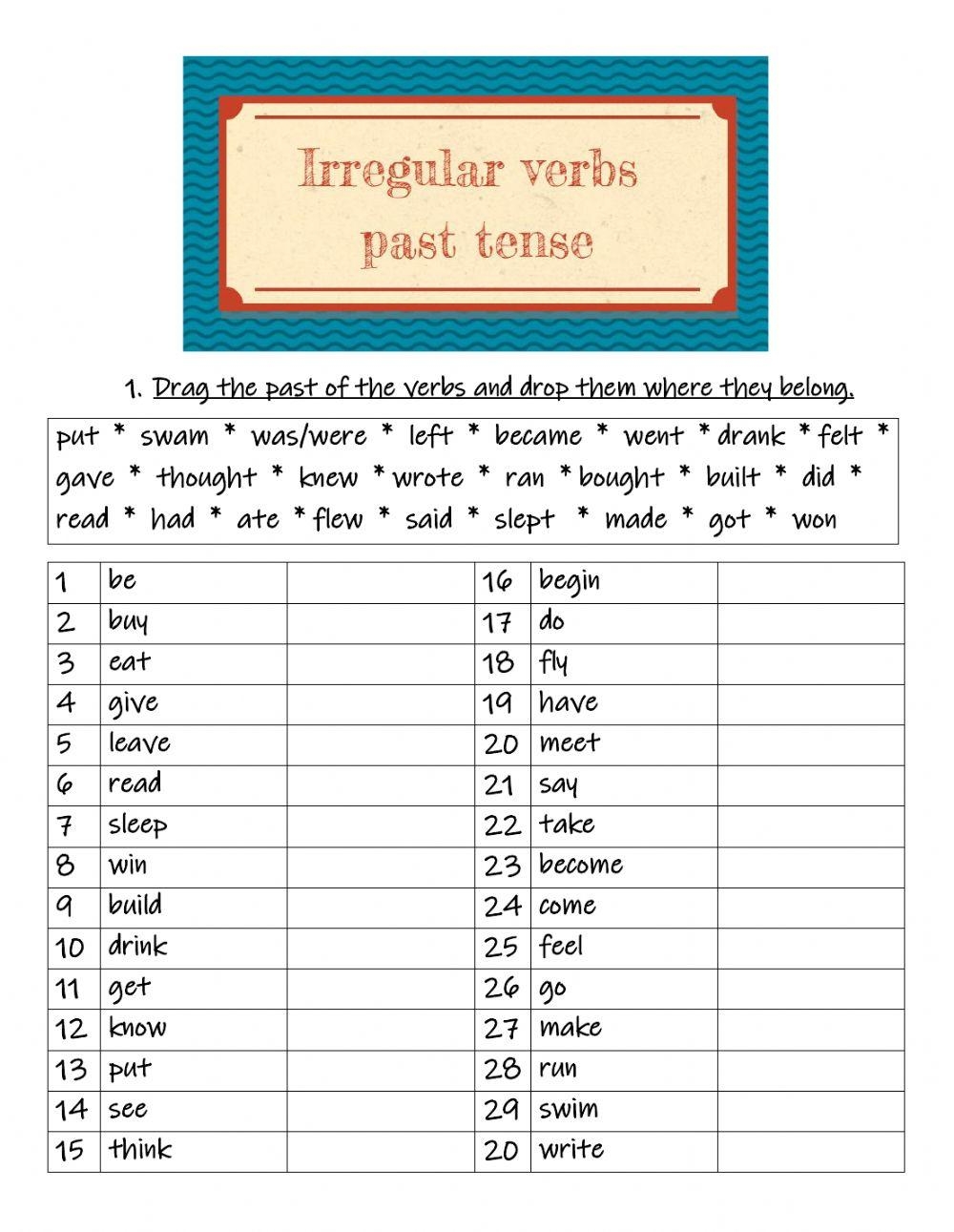 Past Tense Verbs Worksheets Play Played Played Verb Tense 