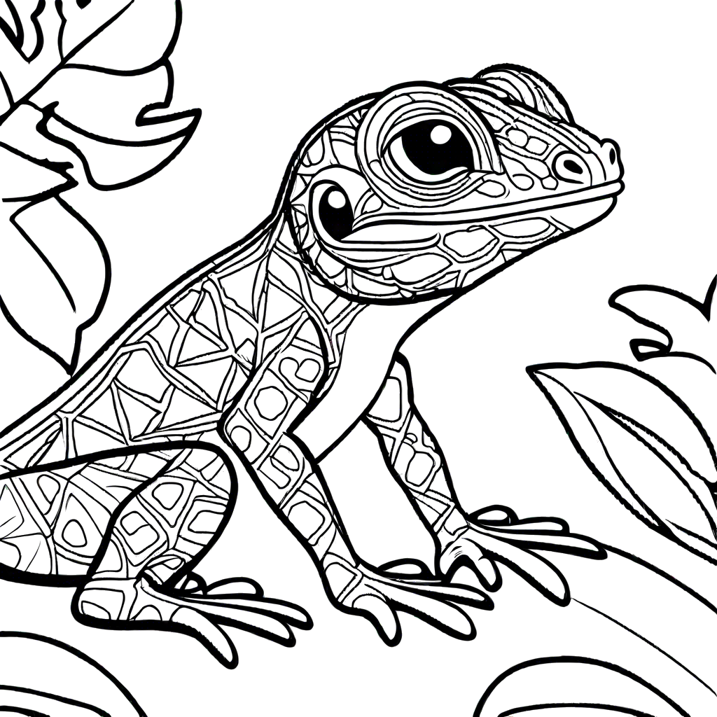 Patterned Lizard Coloring Page Lulu Pages