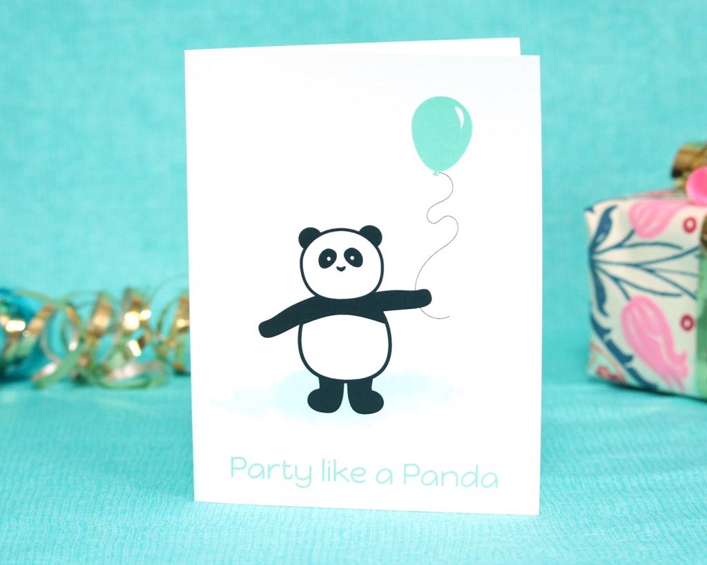 Patterned Pomegranate Printable Panda Birthday Card And Panda Thank 