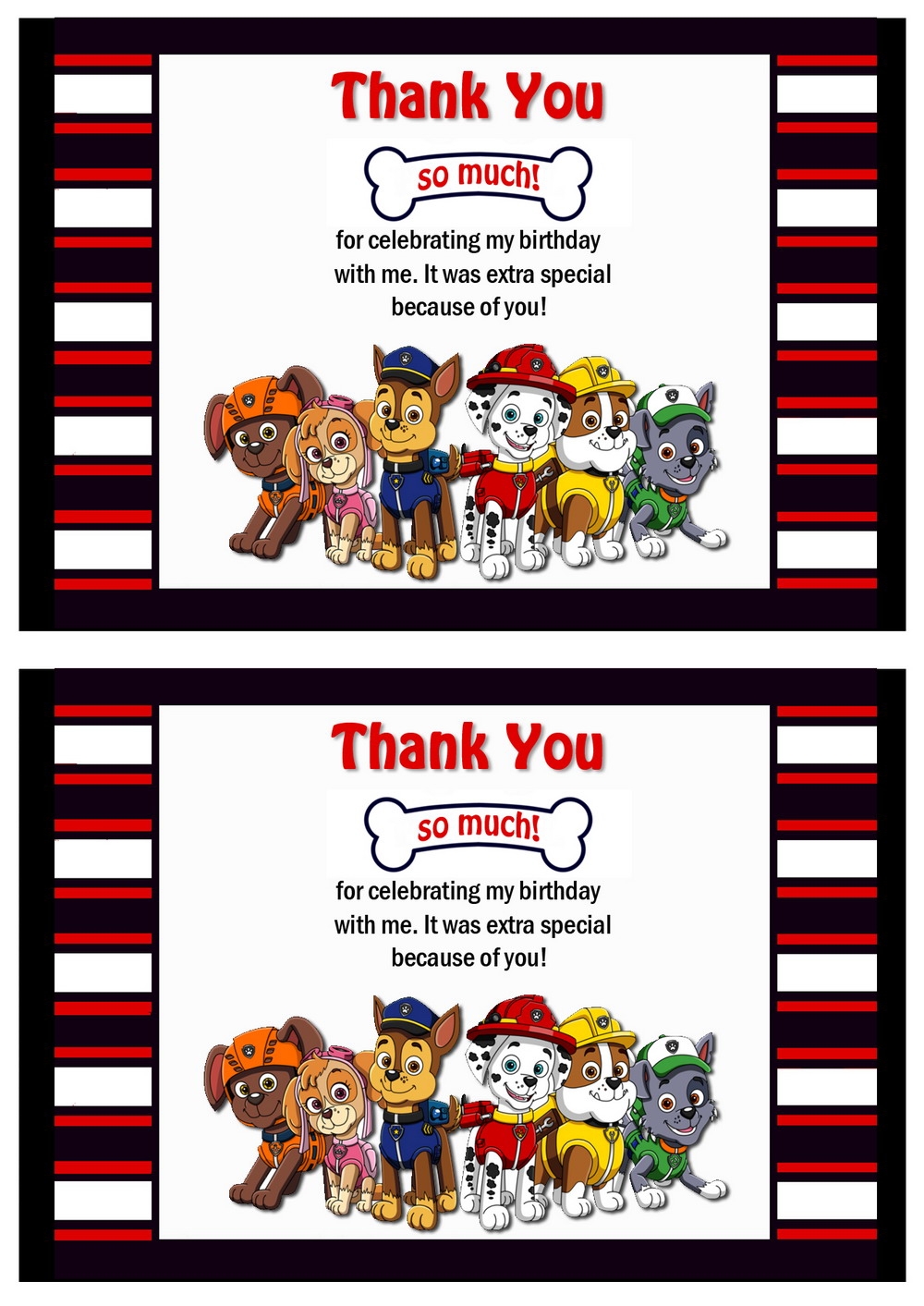 Paw Patrol Thank You Cards Free Printable Printable Templates