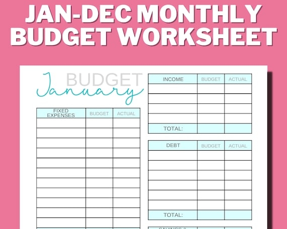 Paycheck Budget Planner 12 Month Undated Budget Template Cant 