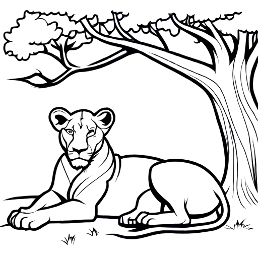 Peaceful Lioness Resting Coloring Page Lulu Pages