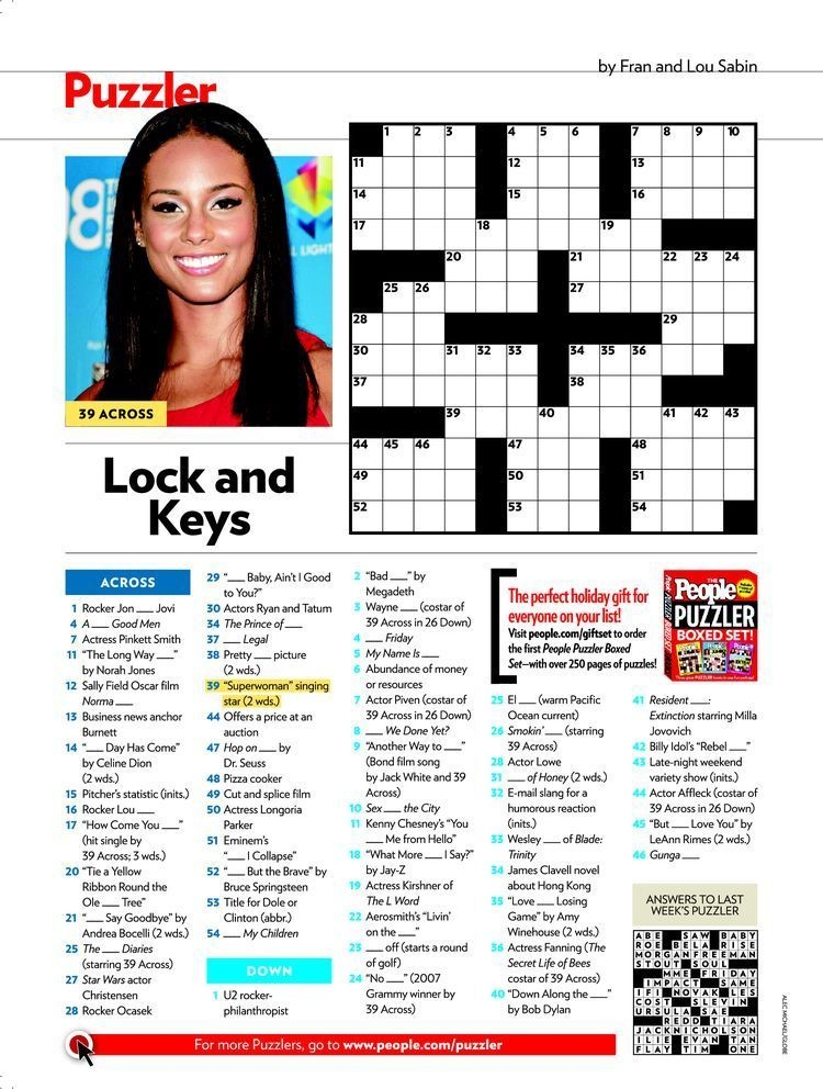 printable crossword puzzles from people magazine