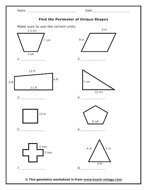 Perimeter Worksheets 3rd Grade