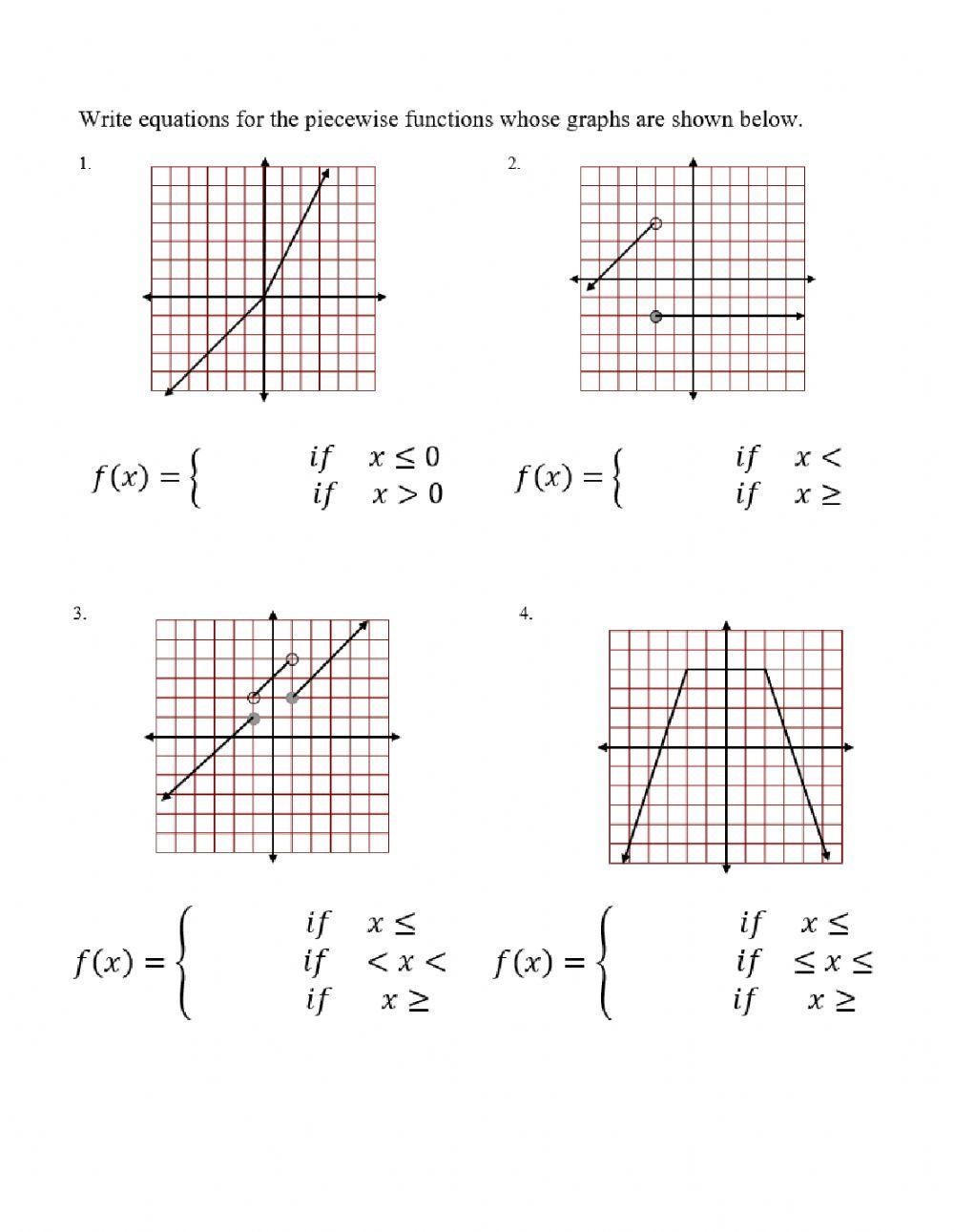 piecewise functions worksheet