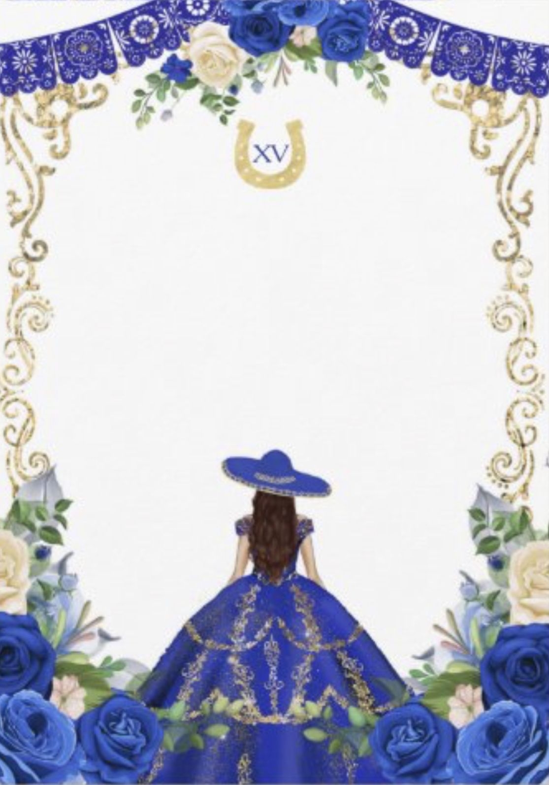 Pin By Esmeralda Castro Meraz On Album Blue Gold Invitations Quince