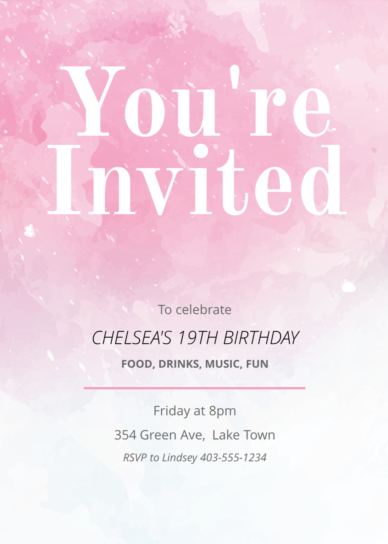 Pink Invitation Template Free Printable Calendars AT A GLANCE