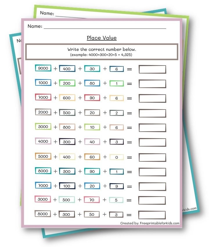 Place Value Worksheets Place Value Worksheets For Practice 