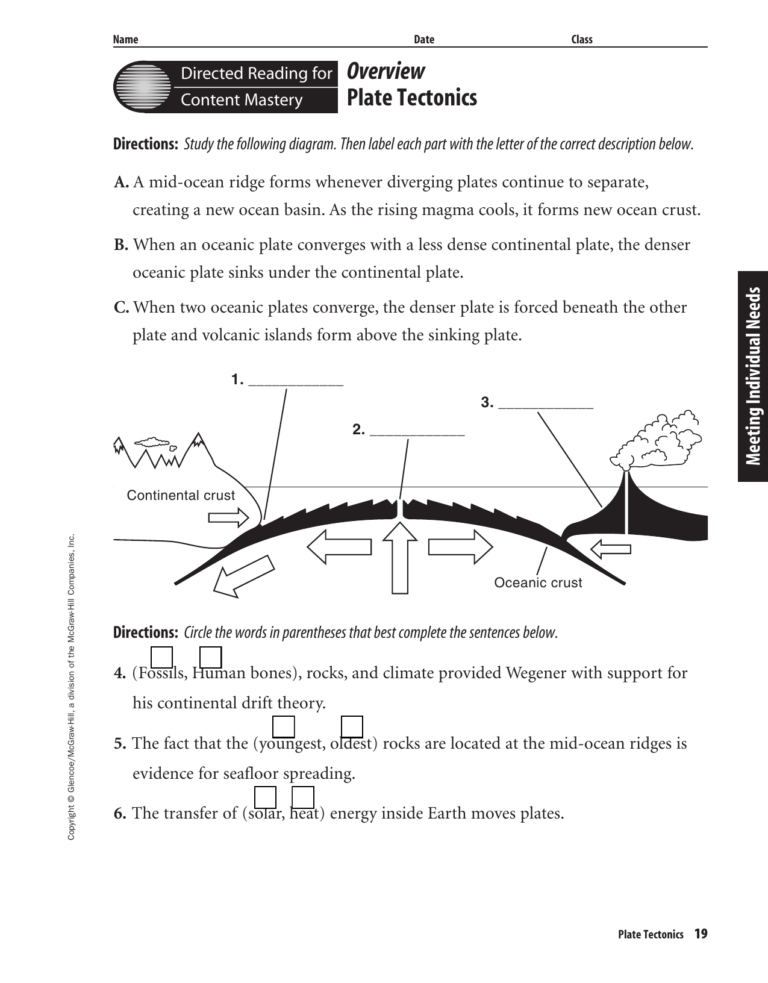 Plate Tectonics Worksheet Db excel