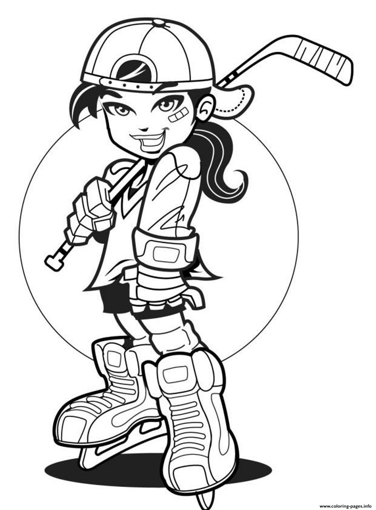 Player Girl Hockey Sef0b Coloring Page Printable