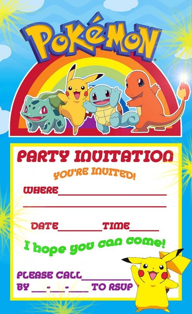 Pokemon Birthday Invitation Printable