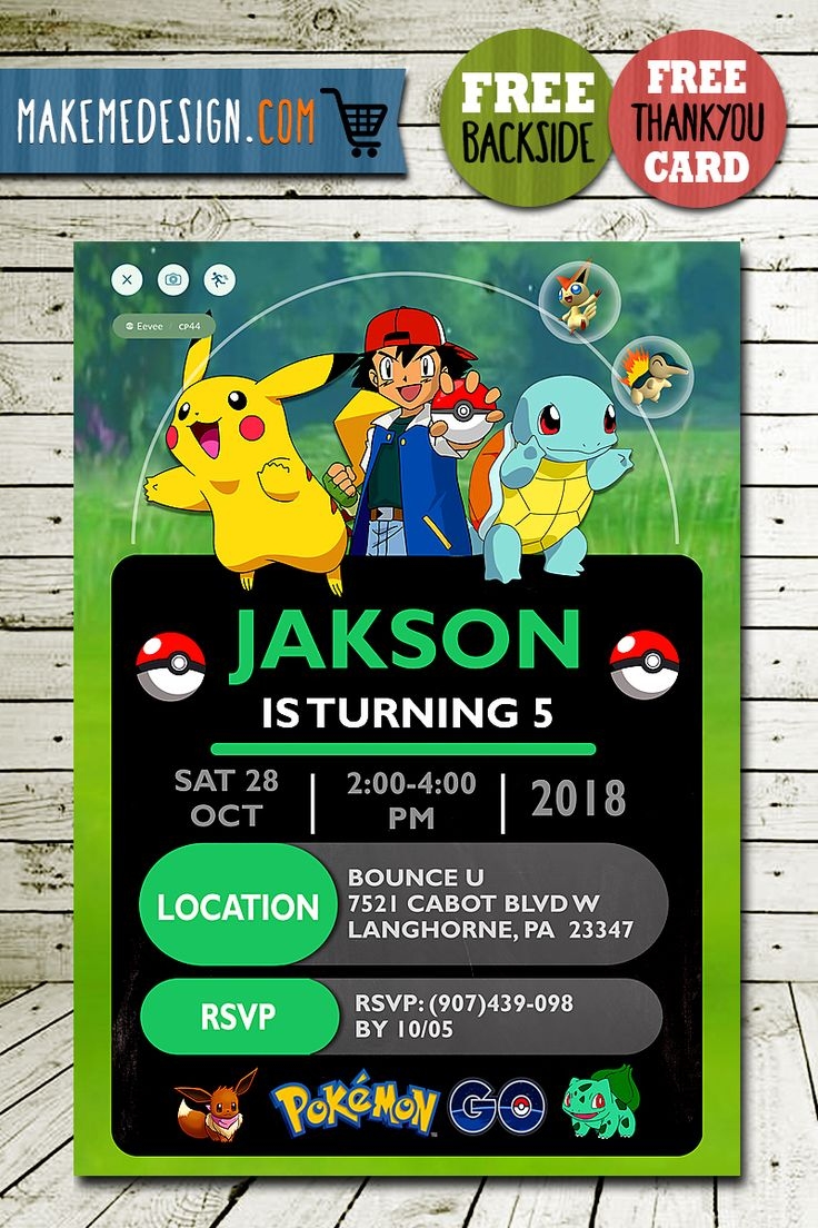 pokemon party invitation template