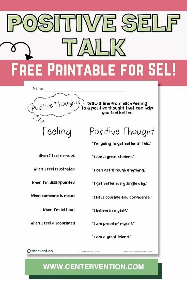 Positive Self Talk For Kids Self Esteem Worksheets Social Emotional