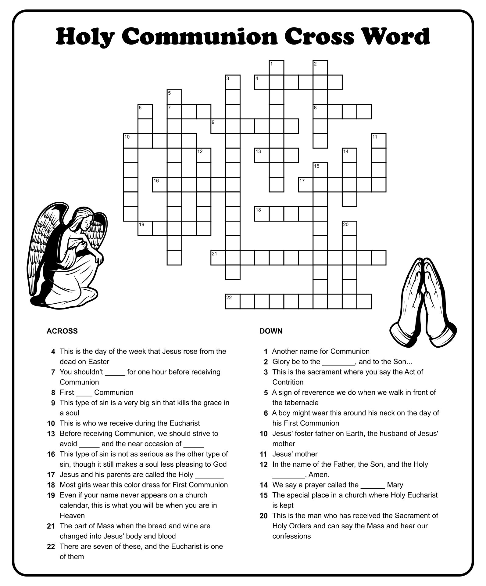 Prayer Crossword Puzzle 11 Free PDF Printables Printablee