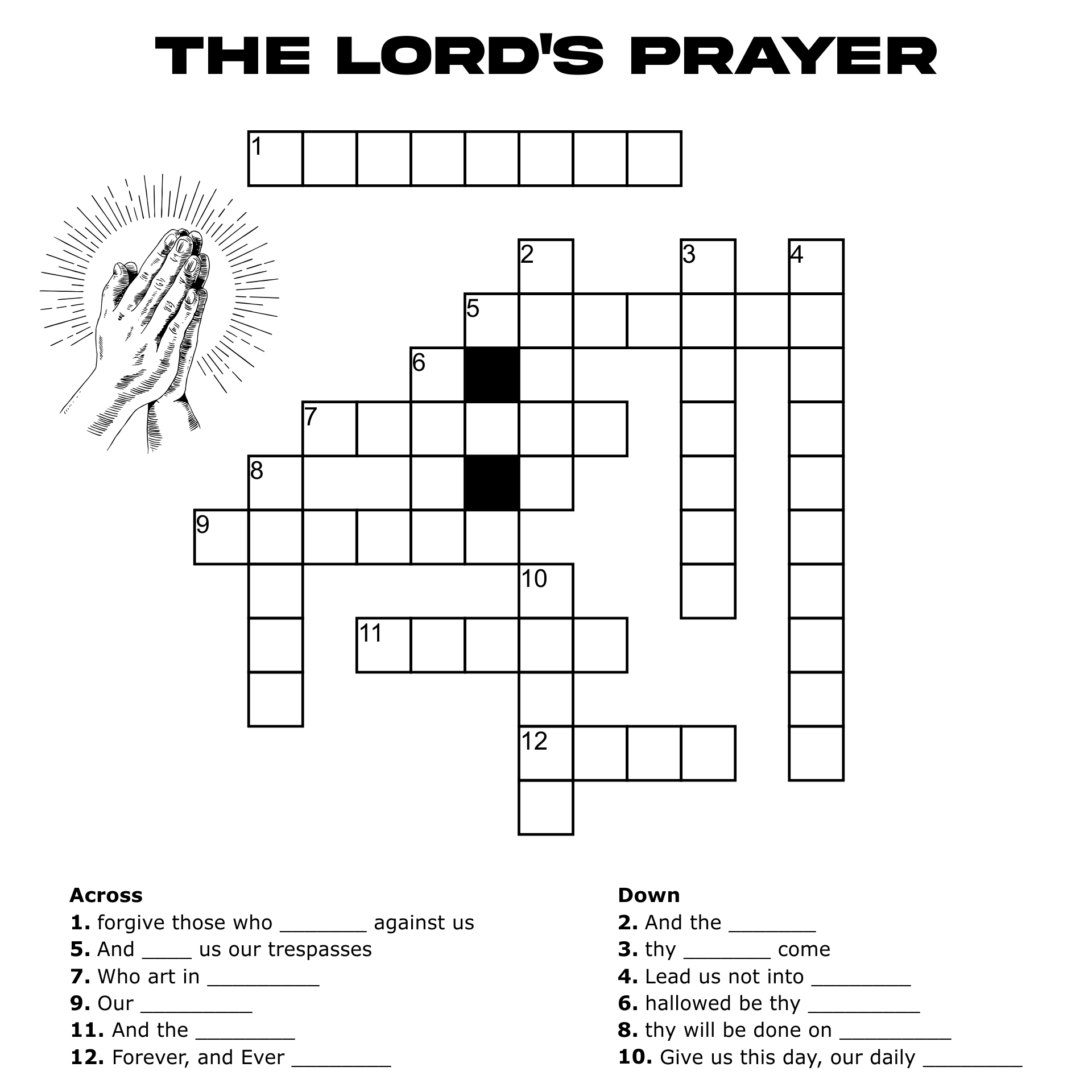 Prayer Crossword Puzzle 11 Free PDF Printables Printablee