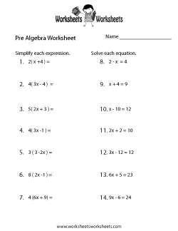 Pre Algebra Worksheets Worksheets Worksheets