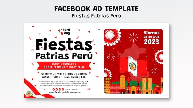 Premium PSD Fiestas Patrias Peru Facebook Invitation