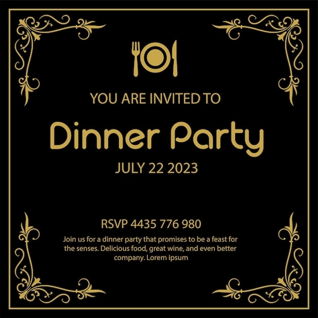 Premium Vector Dinner Party Invitation Dinner Party Invitation 