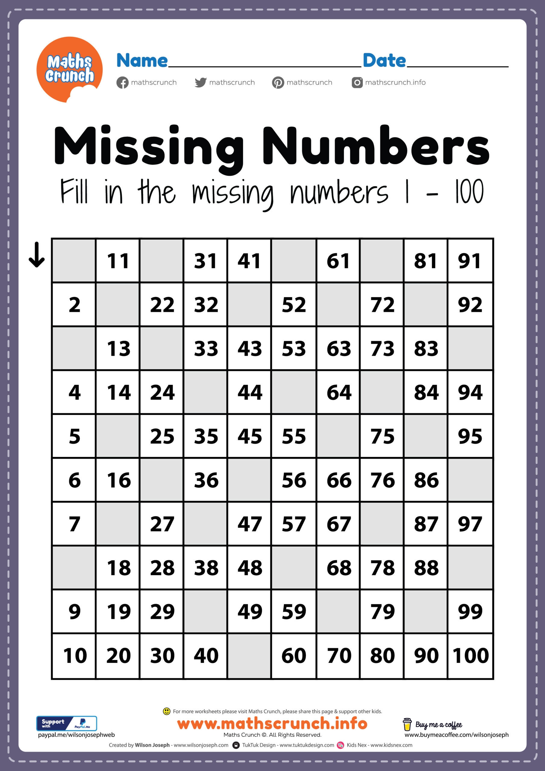 math worksheet preschool
