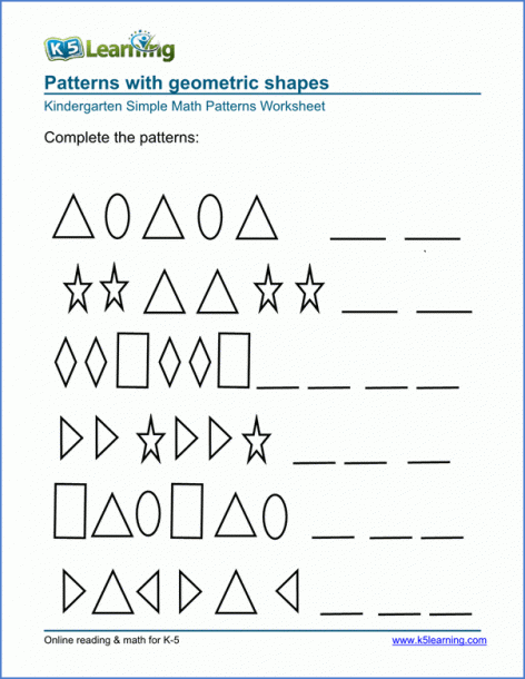 Preschool Worksheets Complete The Pattern