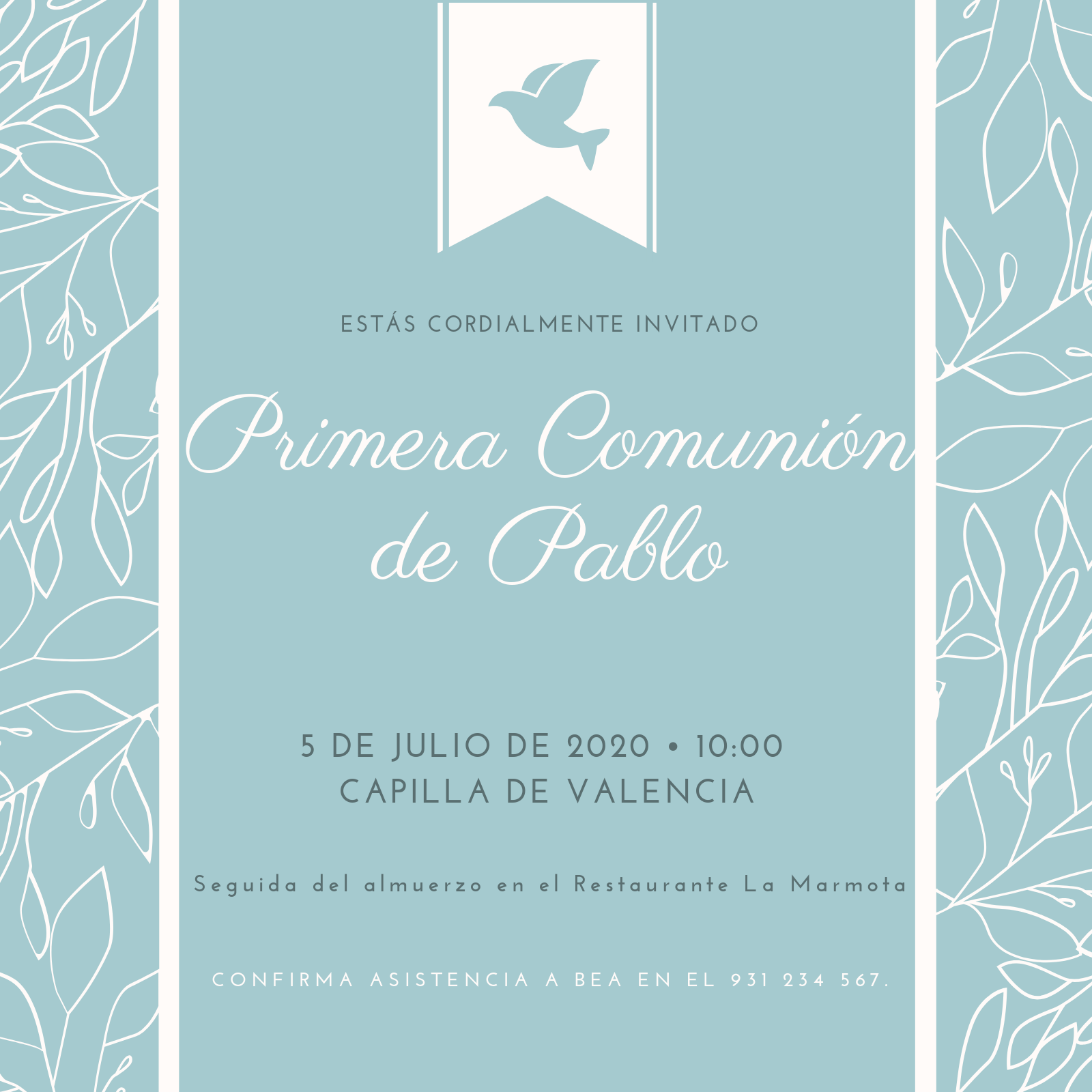 Primera Comunion Invitaciones Templates Template