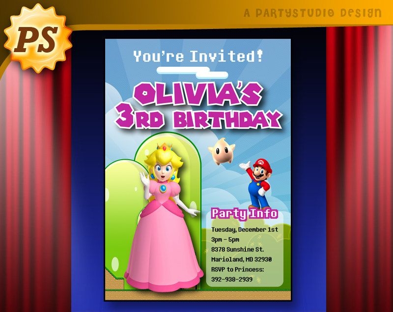 Princess Peach Invitation Template Free Printable Word Searches