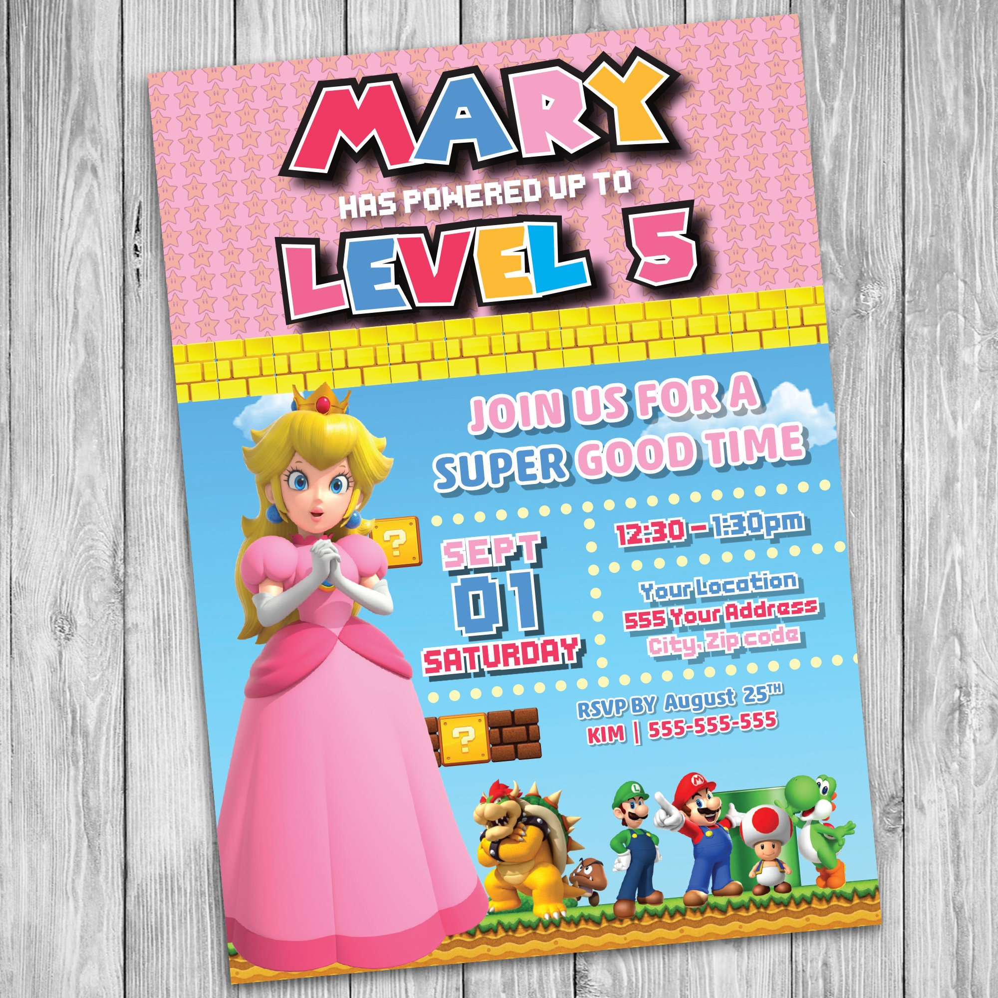 Princess Peach Invitation Template Free
