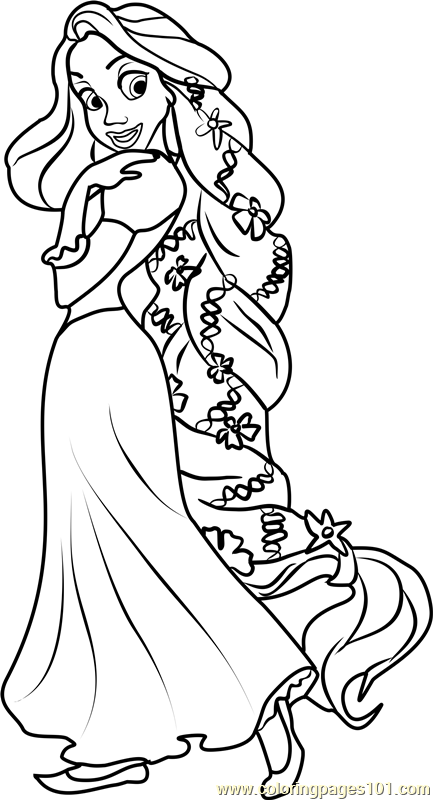 Princess Rapunzel Coloring Page For Kids Free Disney Princesses 