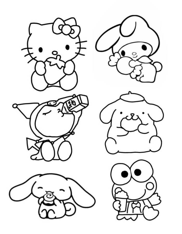 Print Hello Kitty Characters Coloring Page