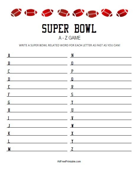 super bowl crossword puzzle printable