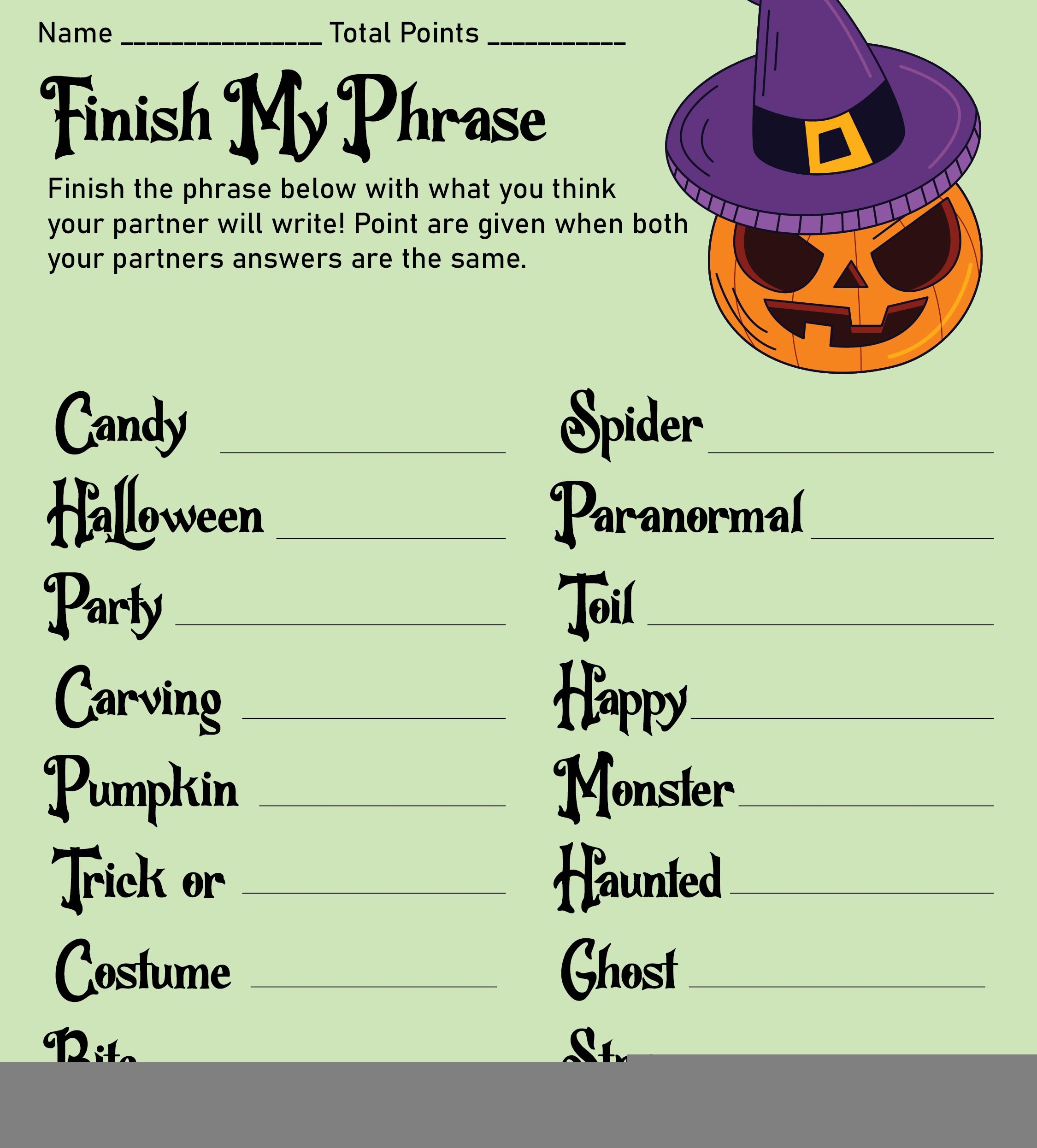 printable halloween games