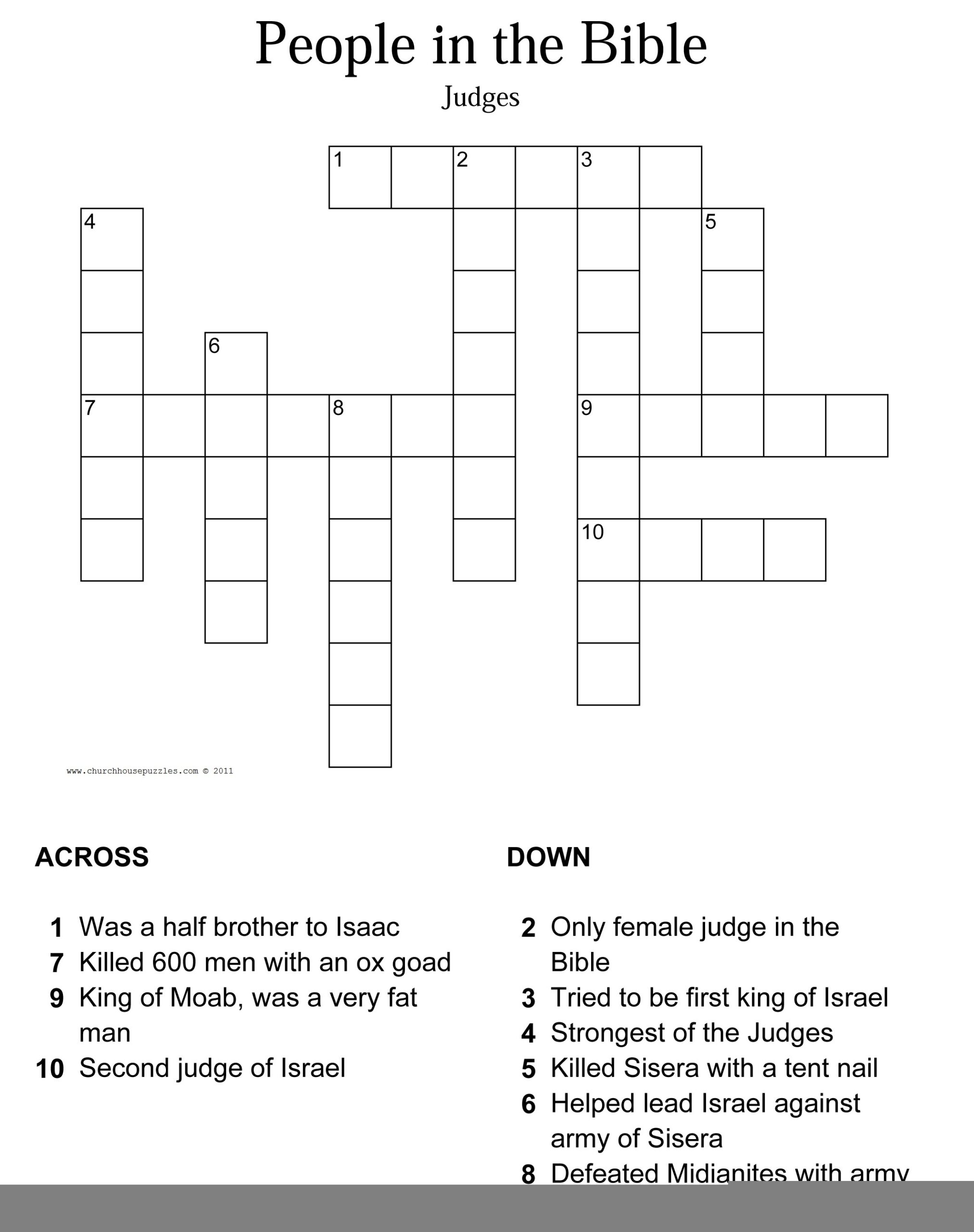 Printable Bible Crossword Printable Crossword Puzzles