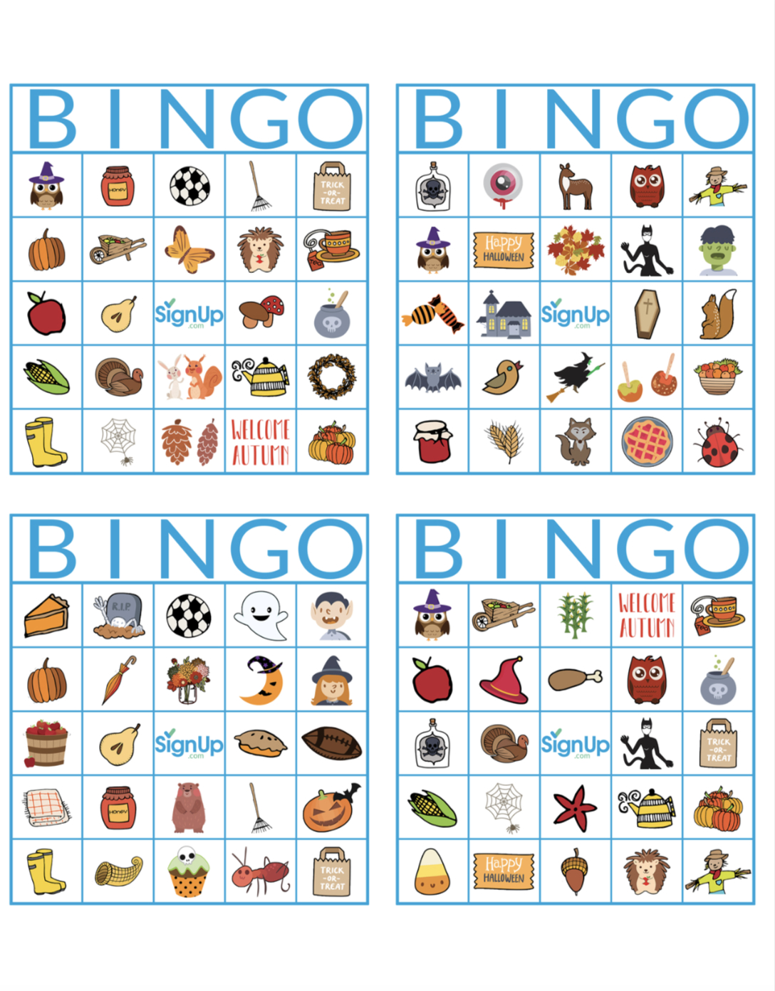 Printable Bingo Cards Fun Fall Classroom Party Activity Printable 
